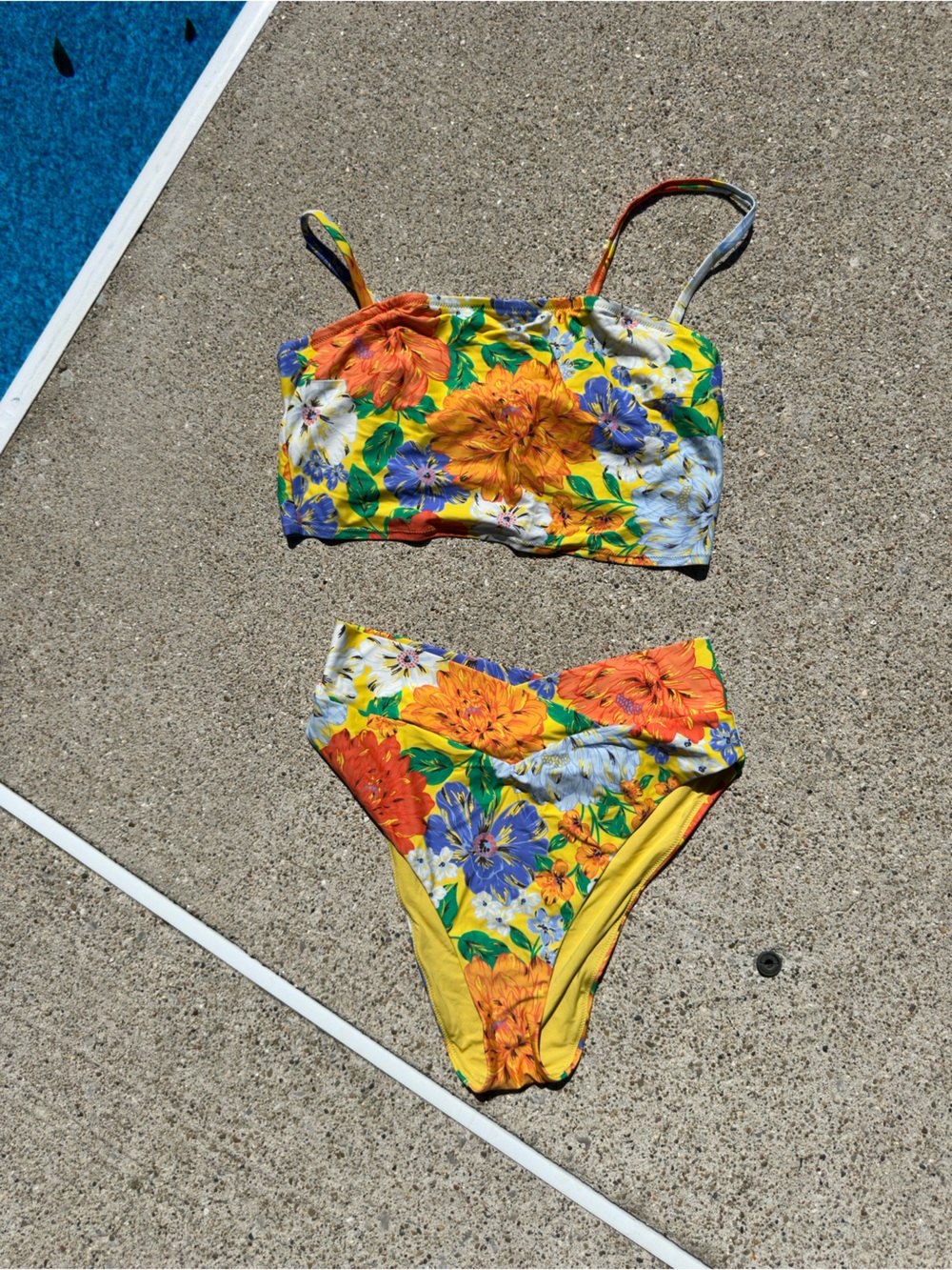 aerie Yellow Floral High-Waist Bikini Set